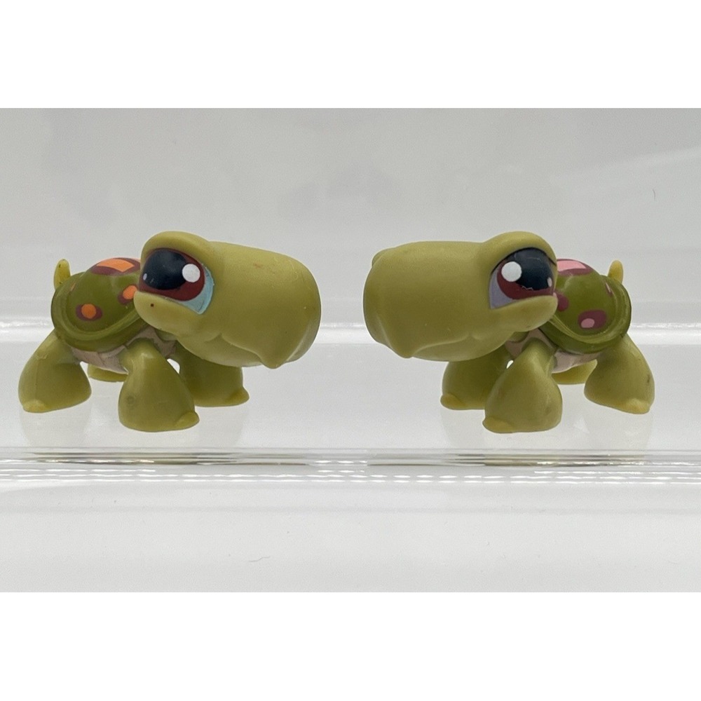 Littlest Pet Shop Lot Pet Pairs Twin Turtles #7 Pink & #8 Orange Hasbro 2004